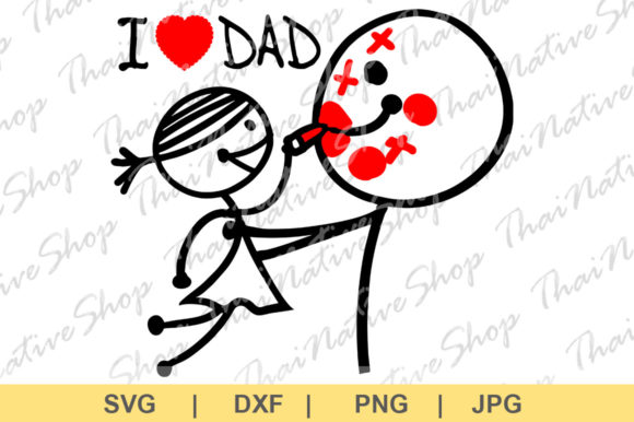 I Love Dad with Heart Graphics and Illustrations for Content Publishing