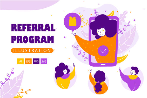 Referral Program - Cartoon Illustration: Graphics and Illustrations for Crafters