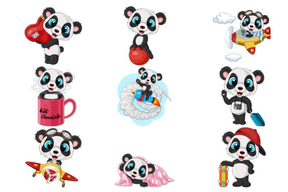 Set of Nine Baby Panda Collection Graphics and Illustrations Review
